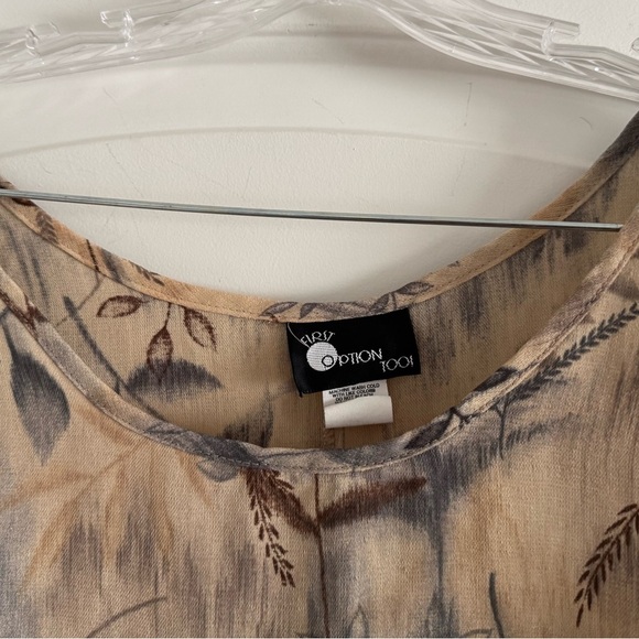FIRST OPTION TOO Women’s Tan Floral Trees Sleeveless Blouse-PLUS 3X - Picture 4 of 8